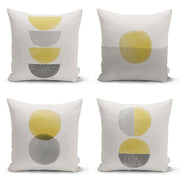 Soyut Çizimli Pastel Renkli Özel Tasarım Dijital Baskılı Modern 4lü Kırlent Kılıfı Seti Bonvagon