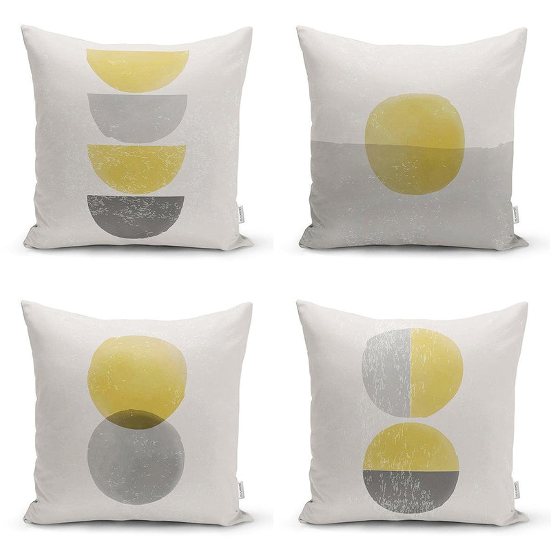 Soyut Çizimli Pastel Renkli Özel Tasarım Dijital Baskılı Modern 4lü Kırlent Kılıfı Seti Bonvagon