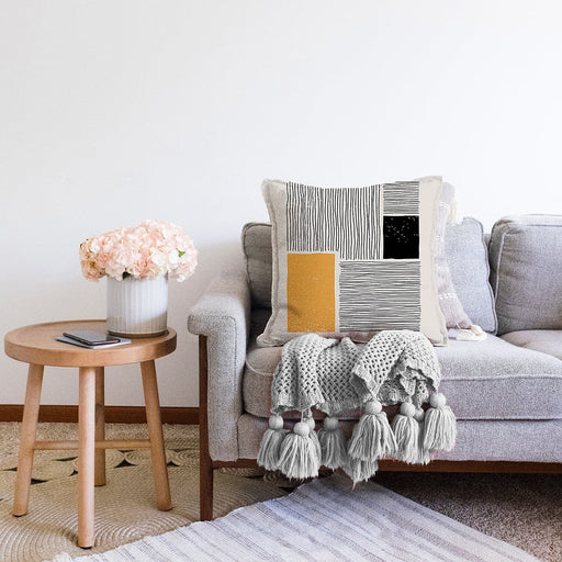 Soyut İlkel Desen Tasarımlı Dijital Baskılı Dekoratif Raşel Kadife Yastık Kırlent Kılıfı Bonvagon