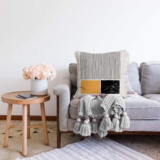 Soyut İlkel Desen Tasarımlı Dijital Baskılı Modern Raşel Kadife Yastık Kırlent Kılıfı Bonvagon