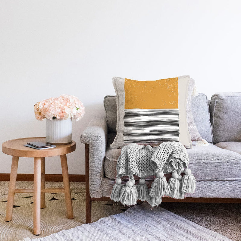 Soyut İlkel Desen Tasarımlı Dijital Baskılı Modern Raşel Kadife Yastık Kırlent Kılıfı Bonvagon