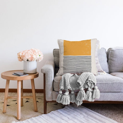 Soyut İlkel Desen Tasarımlı Dijital Baskılı Modern Raşel Kadife Yastık Kırlent Kılıfı Bonvagon