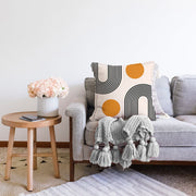 Soyut Tarzda Güneş Tasarımlı Dijital Baskılı Dekoratif Raşel Kadife Yastık Kırlent Kılıfı Bonvagon