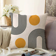 Soyut Tarzda Güneş Tasarımlı Dijital Baskılı Dekoratif Raşel Kadife Yastık Kırlent Kılıfı Bonvagon