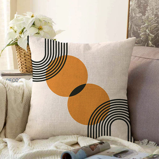 Soyut Tarzda Güneş Tasarımlı Dijital Baskılı Modern Raşel Kadife Yastık Kırlent Kılıfı Bonvagon