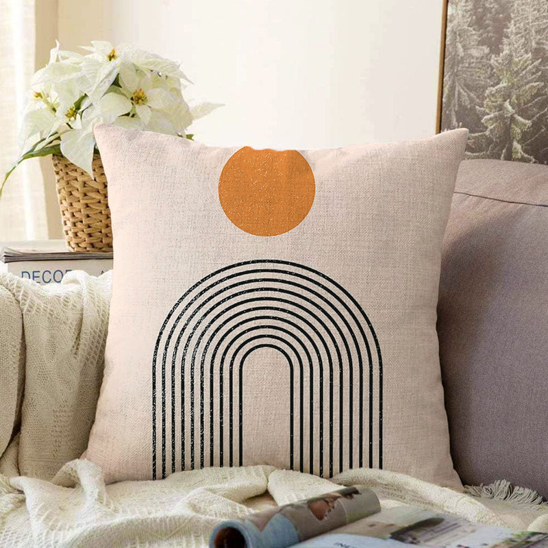 Soyut Tarzda Onedraw Çizimli Dijital Baskılı Dekoratif Raşel Kadife Yastık Kırlent Kılıfı Bonvagon