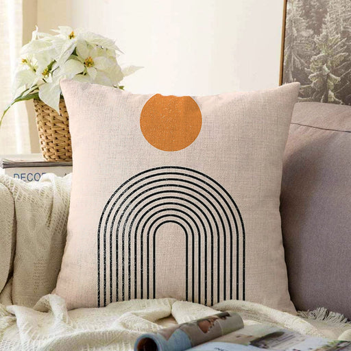 Soyut Tarzda Onedraw Çizimli Dijital Baskılı Dekoratif Raşel Kadife Yastık Kırlent Kılıfı Bonvagon