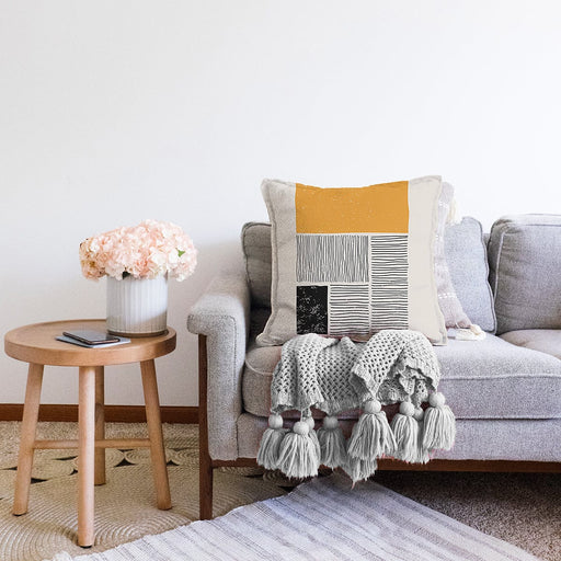 Soyut Tarzda Onedraw Çizimli Dijital Baskılı Dekoratif Raşel Kadife Yastık Kırlent Kılıfı Bonvagon