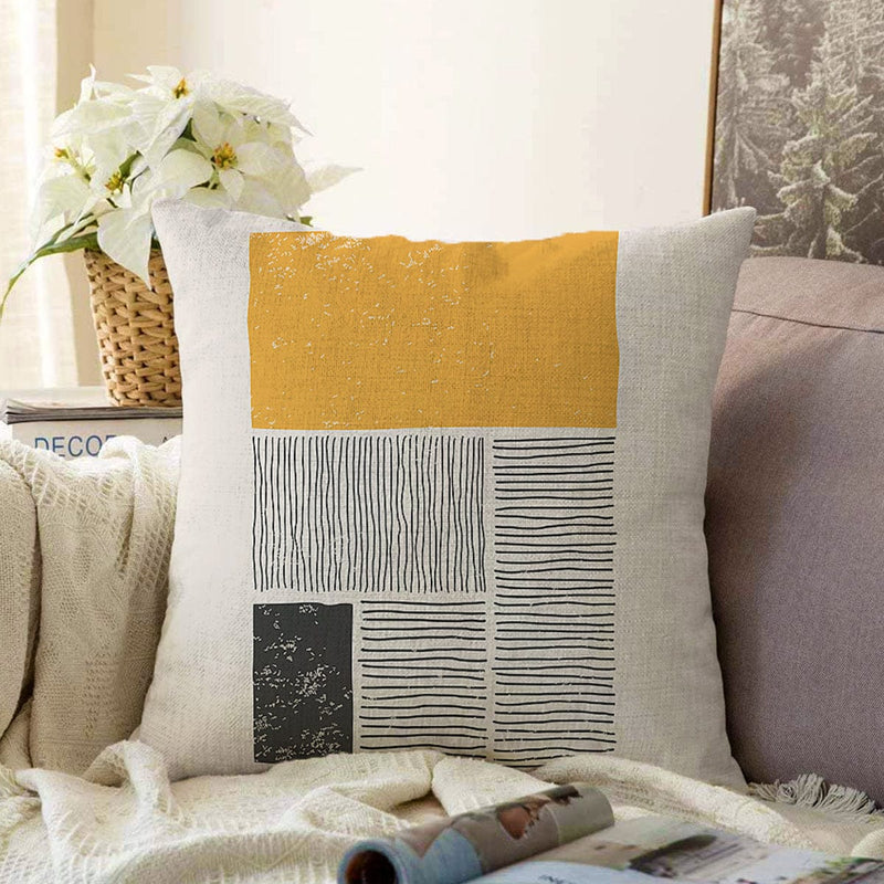 Soyut Tarzda Onedraw Çizimli Dijital Baskılı Dekoratif Raşel Kadife Yastık Kırlent Kılıfı Bonvagon