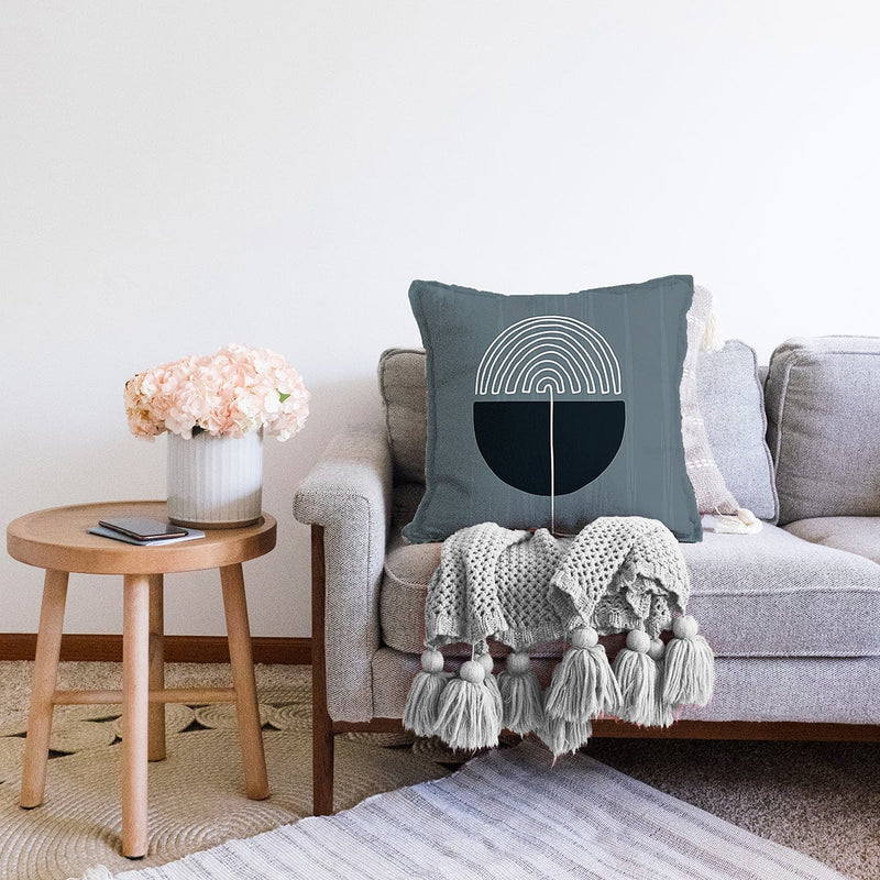 Soyut Tarzda Onedraw Çizimli Dijital Baskılı Dekoratif Raşel Kadife Yastık Kırlent Kılıfı Bonvagon