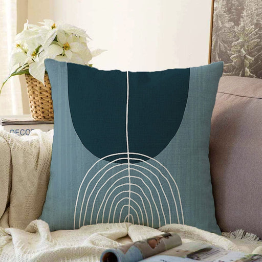 Soyut Tarzda Onedraw Çizimli Dijital Baskılı Dekoratif Raşel Kadife Yastık Kırlent Kılıfı Bonvagon