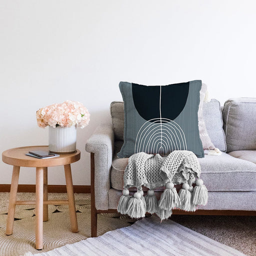 Soyut Tarzda Onedraw Çizimli Dijital Baskılı Dekoratif Raşel Kadife Yastık Kırlent Kılıfı Bonvagon