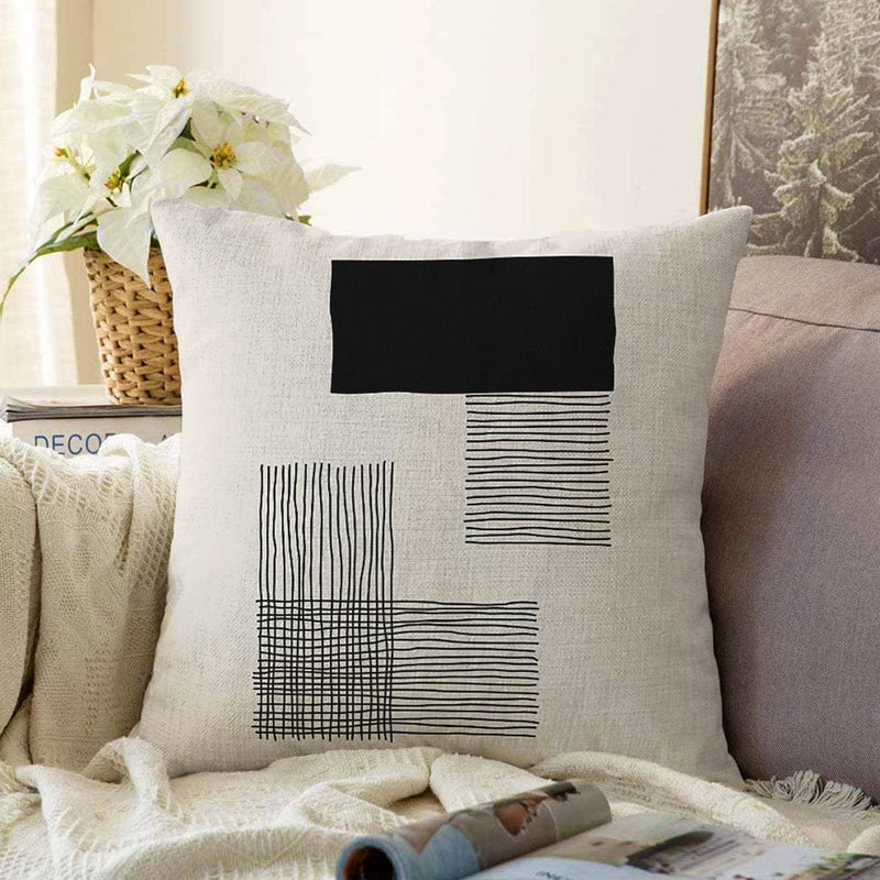 Soyut Tarzda Onedraw Çizimli Dijital Baskılı Dekoratif Raşel Kadife Yastık Kırlent Kılıfı Bonvagon