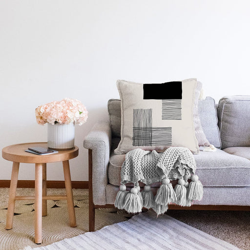 Soyut Tarzda Onedraw Çizimli Dijital Baskılı Dekoratif Raşel Kadife Yastık Kırlent Kılıfı Bonvagon