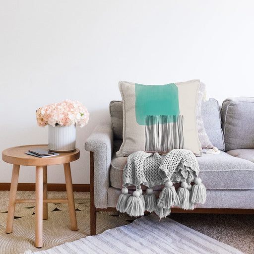 Soyut Tarzda Onedraw Çizimli Dijital Baskılı Dekoratif Raşel Kadife Yastık Kırlent Kılıfı Bonvagon