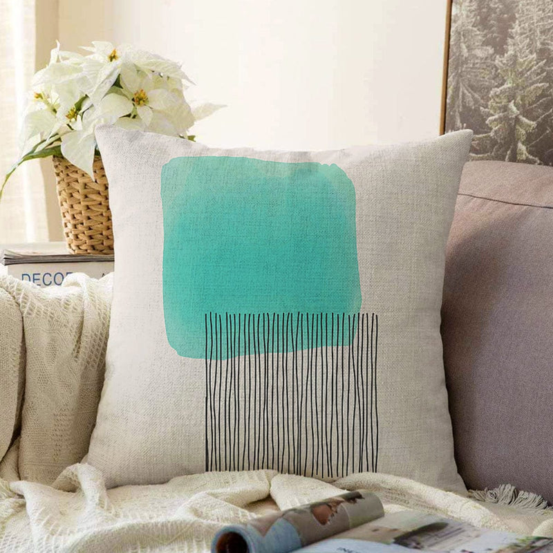 Soyut Tarzda Onedraw Çizimli Dijital Baskılı Dekoratif Raşel Kadife Yastık Kırlent Kılıfı Bonvagon