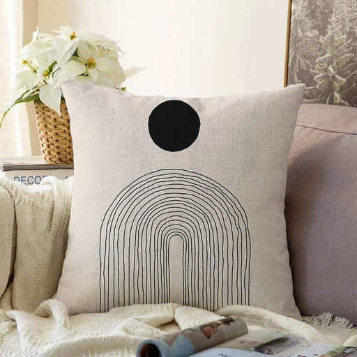 Soyut Tarzda Onedraw Çizimli Dijital Baskılı Dekoratif Raşel Kadife Yastık Kırlent Kılıfı Bonvagon