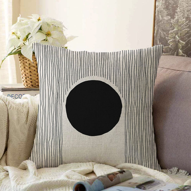 Soyut Tarzda Onedraw Çizimli Dijital Baskılı Dekoratif Raşel Kadife Yastık Kırlent Kılıfı Bonvagon