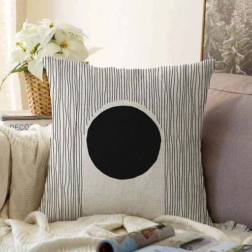 Soyut Tarzda Onedraw Çizimli Dijital Baskılı Dekoratif Raşel Kadife Yastık Kırlent Kılıfı Bonvagon