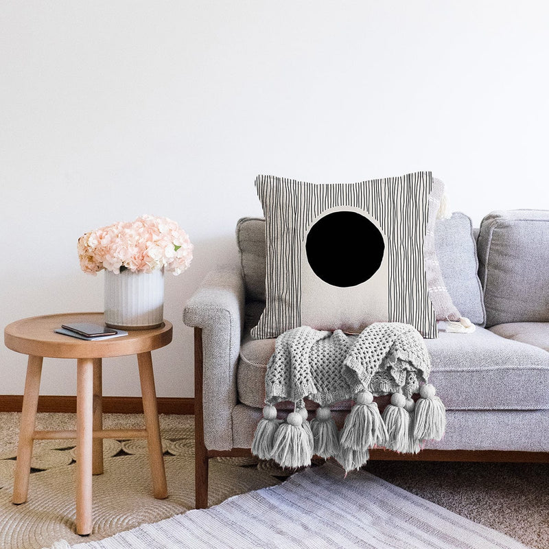 Soyut Tarzda Onedraw Çizimli Dijital Baskılı Dekoratif Raşel Kadife Yastık Kırlent Kılıfı Bonvagon