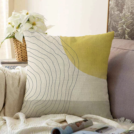 Soyut Tarzda Onedraw Çizimli Dijital Baskılı Modern Raşel Kadife Yastık Kırlent Kılıfı Bonvagon