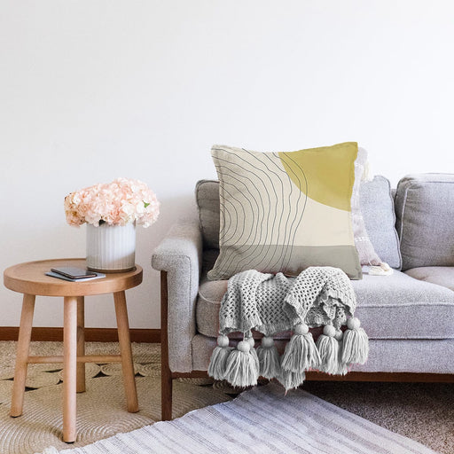 Soyut Tarzda Onedraw Çizimli Dijital Baskılı Modern Raşel Kadife Yastık Kırlent Kılıfı Bonvagon