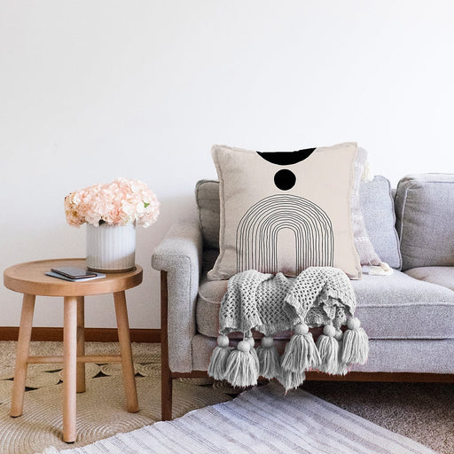 Soyut Tarzda Onedraw Çizimli Dijital Baskılı Modern Raşel Kadife Yastık Kırlent Kılıfı Bonvagon