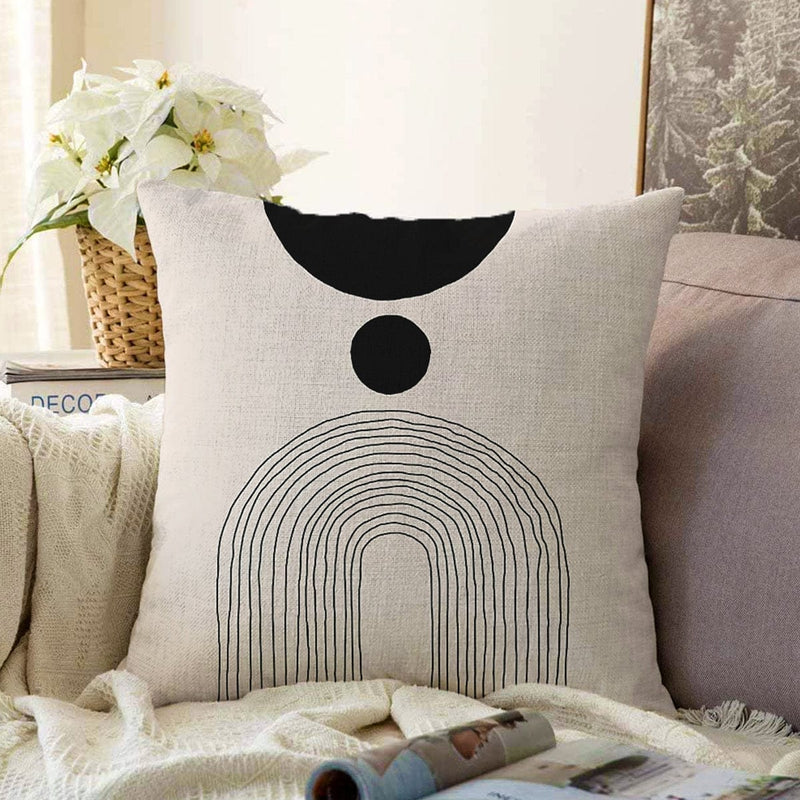 Soyut Tarzda Onedraw Çizimli Dijital Baskılı Modern Raşel Kadife Yastık Kırlent Kılıfı Bonvagon