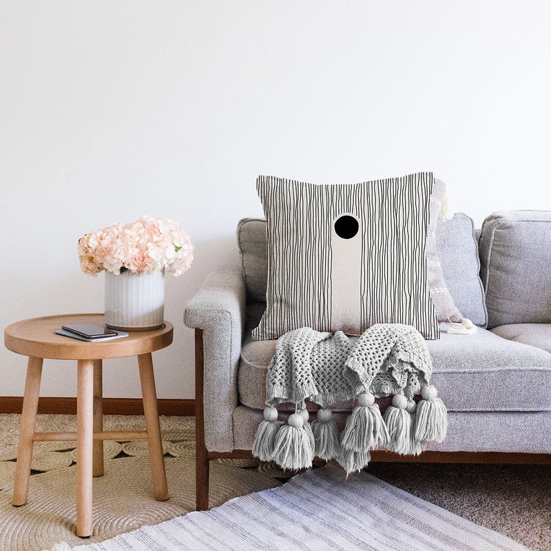 Soyut Tarzda Onedraw Çizimli Dijital Baskılı Modern Raşel Kadife Yastık Kırlent Kılıfı Bonvagon