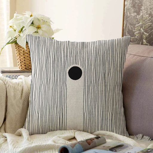 Soyut Tarzda Onedraw Çizimli Dijital Baskılı Modern Raşel Kadife Yastık Kırlent Kılıfı Bonvagon