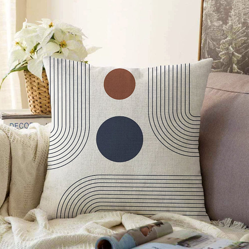 Soyut Tarzda Onedraw Çizimli Dijital Baskılı Modern Raşel Kadife Yastık Kırlent Kılıfı Bonvagon