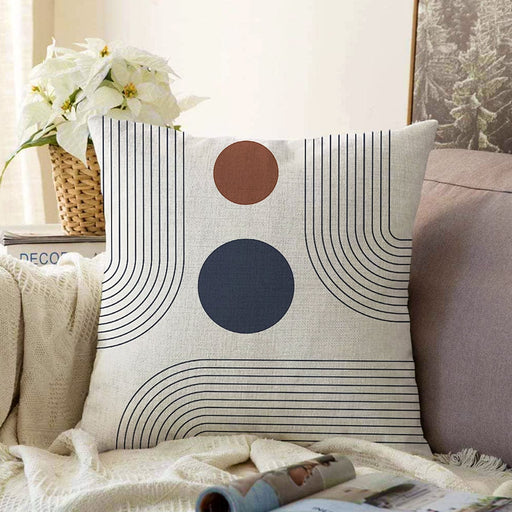 Soyut Tarzda Onedraw Çizimli Dijital Baskılı Modern Raşel Kadife Yastık Kırlent Kılıfı Bonvagon