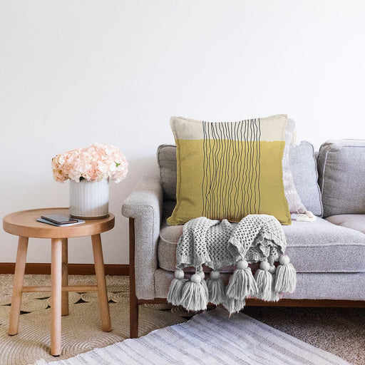 Soyut Tarzda Onedraw Çizimli Dijital Baskılı Modern Şönil Yastık Kırlent Kılıfı Bonvagon