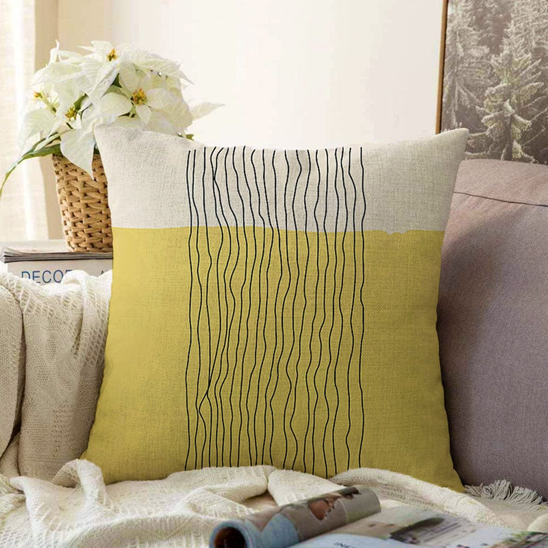 Soyut Tarzda Onedraw Çizimli Dijital Baskılı Modern Şönil Yastık Kırlent Kılıfı Bonvagon