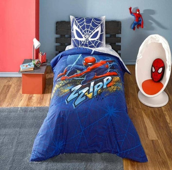 Spiderman Blue City Tek Kişilik Nevresim Takımı 160x220 %100 Pamuk 57 Tel Bonvagon