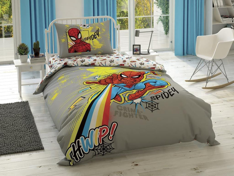 Spiderman Power Tek Kişilik Nevresim Takımı 160x220 %100 Pamuk 57 Tel