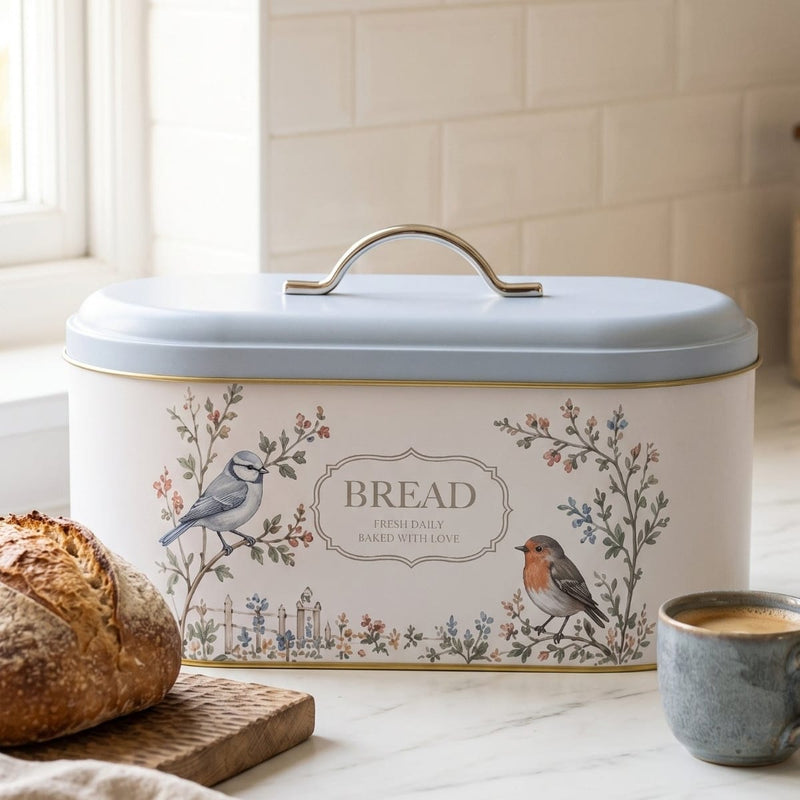 Spring Birds Oval Metal Ekmek Kutusu 7 Litre