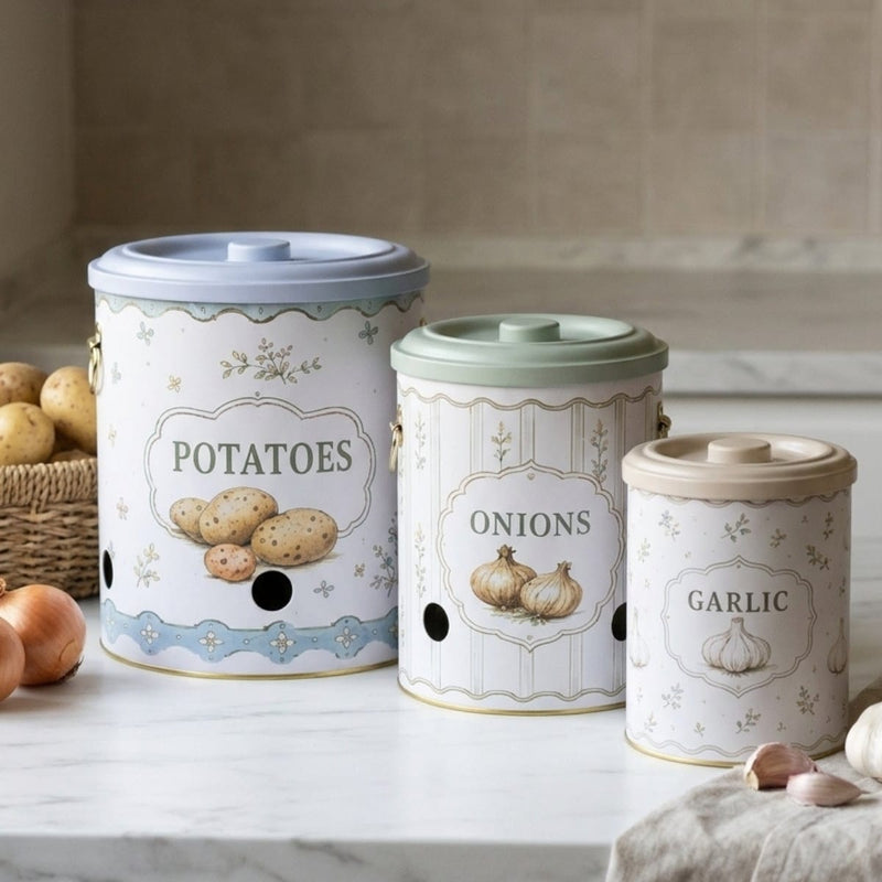 Spring Birds Patates Soğan Sarımsak Saklama Kabı Seti 3'lü