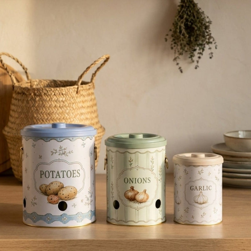 Spring Birds Patates Soğan Sarımsak Saklama Kabı Seti 3'lü
