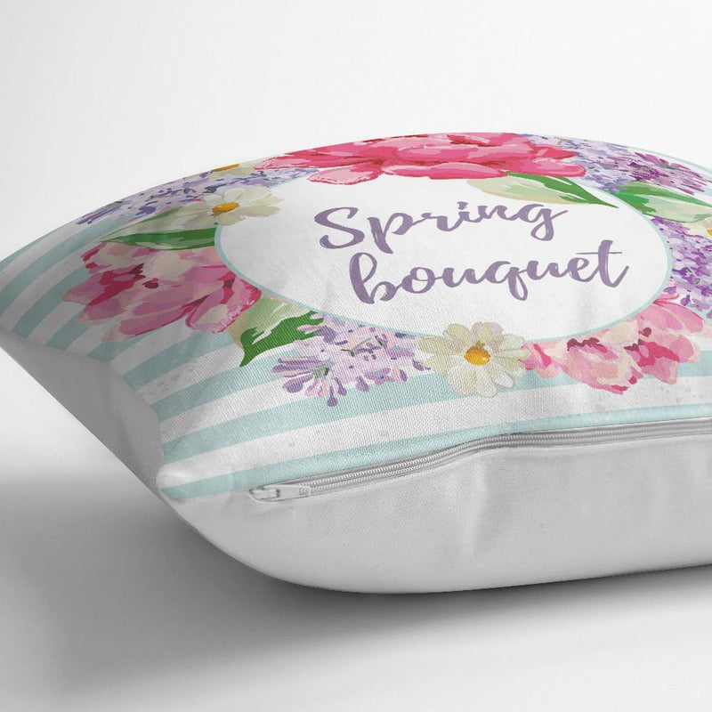 Spring Bouquet Temalı Modern Dijital Baskılı Yastık Kılıfı 43x43cm Bonvagon