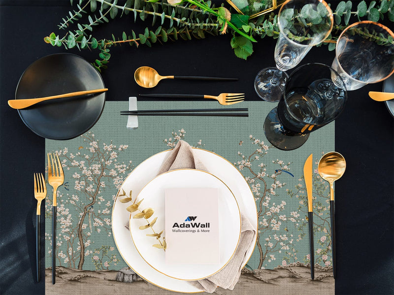 Spring Flowers 4'lü İnce Keten Kumaş Amerikan Servisi 50x35cm Bonvagon