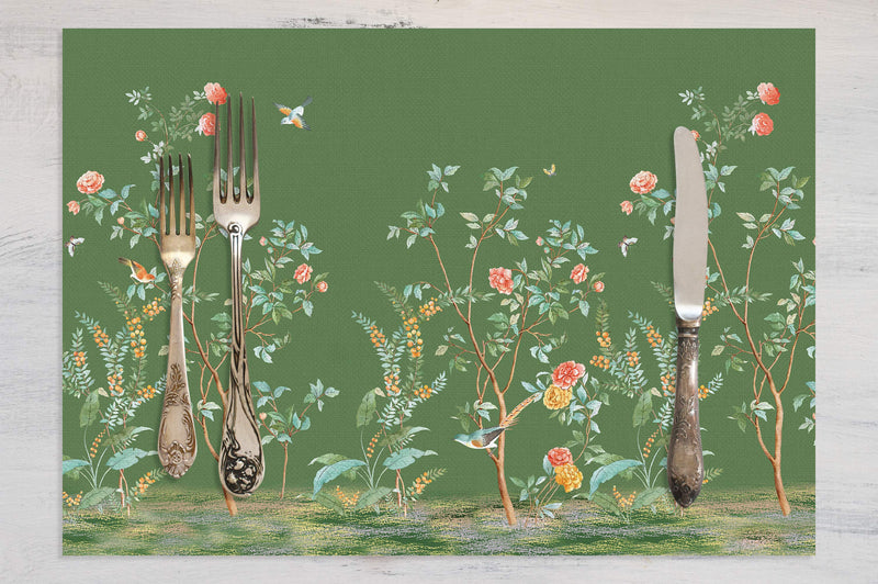 Spring Tree 4'lü İnce Keten Kumaş Amerikan Servisi 50x35cm Bonvagon