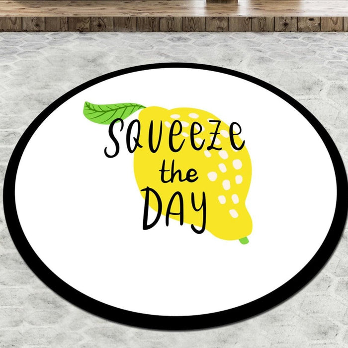Squeeze the Day Mone Dijital Baskılı Yuvarlak Banyo Halısı, Kaymaz Taban, Yıkanabilir Bonvagon