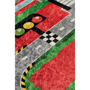 Station Yıkanabilir Antibakteriyel Çocuk Halısı Kırmızı, Kaymaz Taban, Yıkanabilir Bonvagon