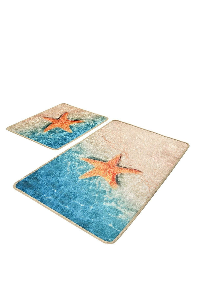 Stella Dijital Baskılı 2li Set Banyo Halısı, Kaymaz Taban, Yıkanabilir Bonvagon