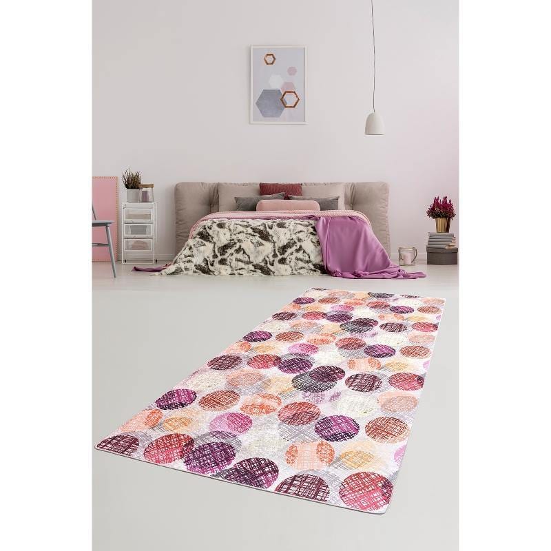 Strip Dijital Baskılı Yatak Odası Halısı, Kaymaz Taban, Yıkanabilir Bonvagon