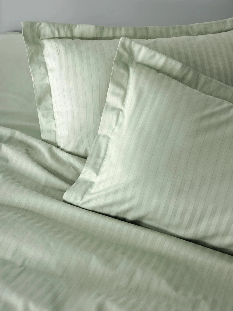 Stripe Elegant Adaçayı çift Kişilik Saten Nevresim Takımı Bonvagon