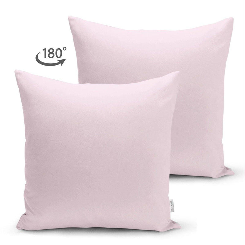 Süet Kumaştan Çift Taraflı Açık Pembe Yastık Kırlent Kılıfı 43x43cm