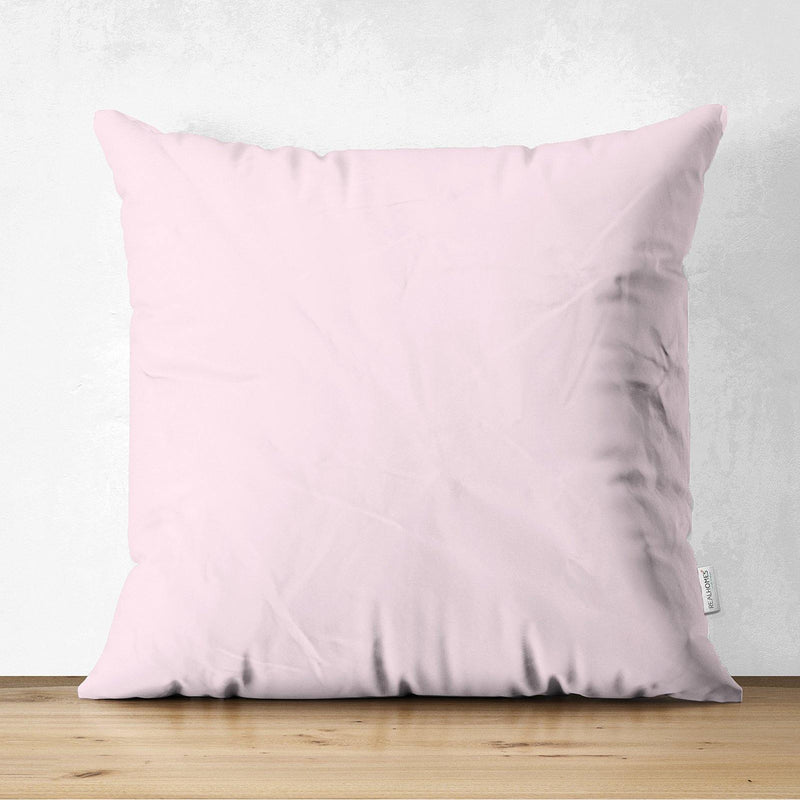 Süet Kumaştan Çift Taraflı Açık Pembe Yastık Kırlent Kılıfı 43x43cm Bonvagon