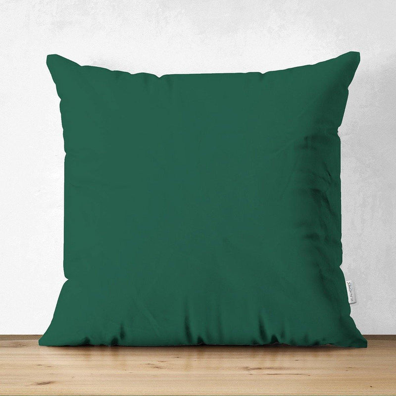 Süet Kumaştan Çift Taraflı Koyu Yeşil Yastık Kırlent Kılıfı 43x43cm